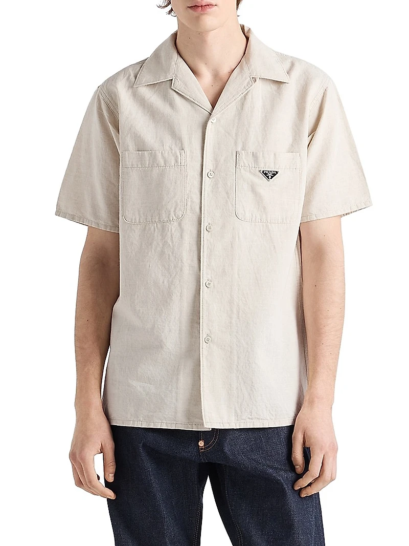 Short-Sleeved Chambray Shirt