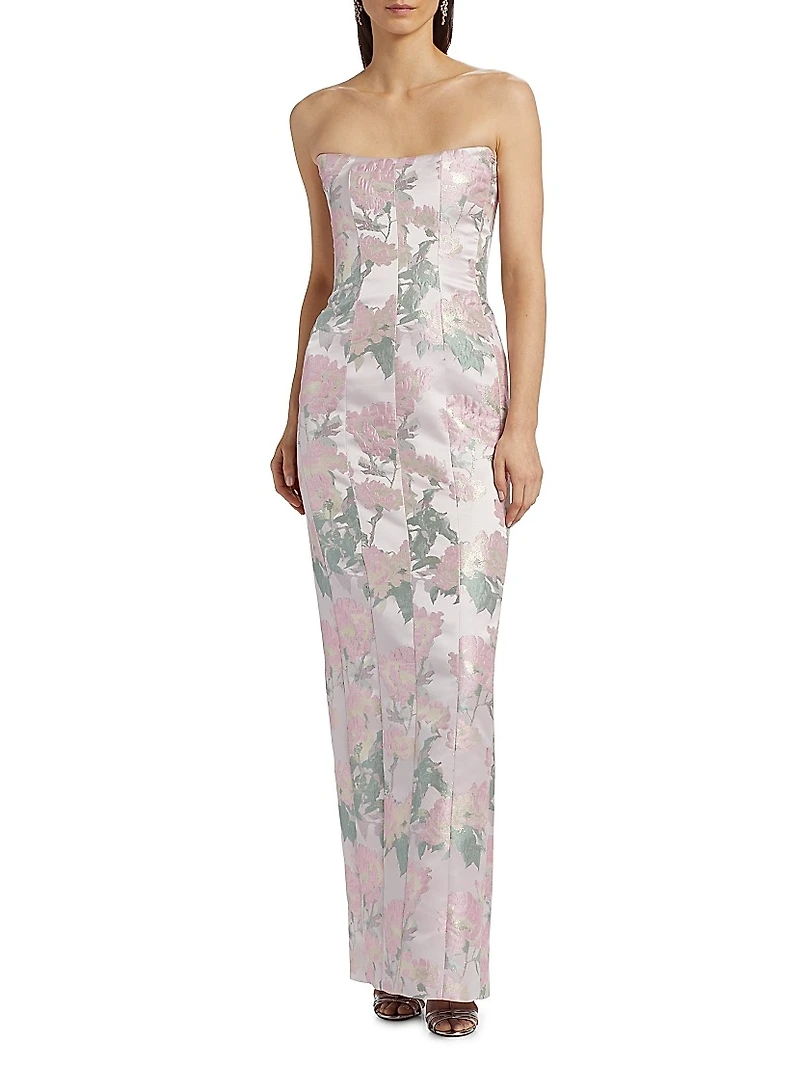 Odessa Brocade Strapless Gown