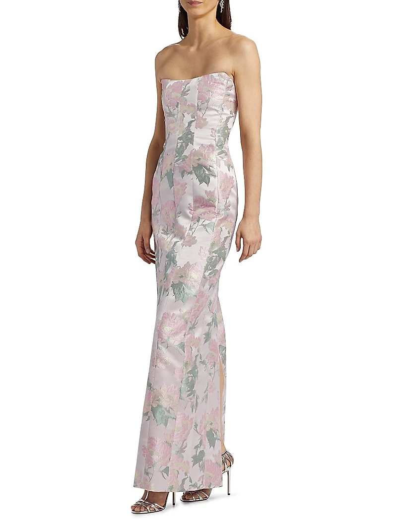 Odessa Brocade Strapless Gown