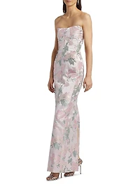 Odessa Brocade Strapless Gown