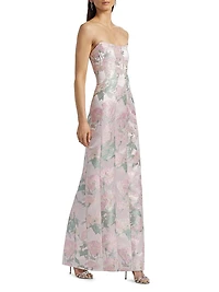 Odessa Brocade Strapless Gown