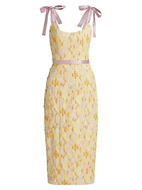 Acacia Daisy Brocade Midi-Dress