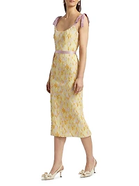 Acacia Daisy Brocade Midi-Dress