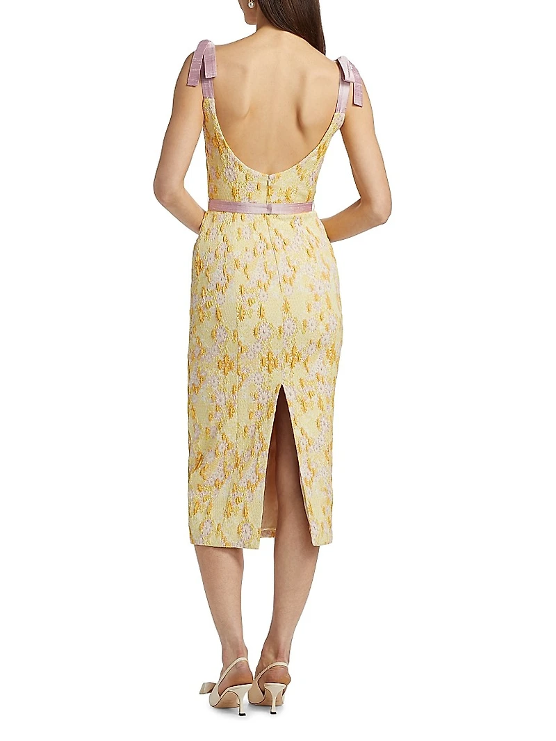 Acacia Daisy Brocade Midi-Dress