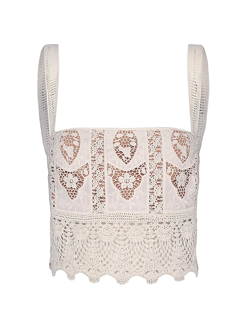 Micaela Casablanca Embroidered Crop Top