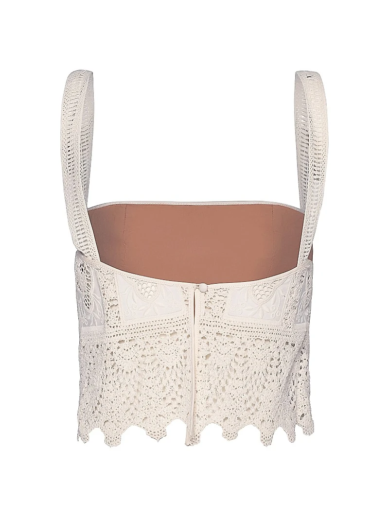 Micaela Casablanca Embroidered Crop Top