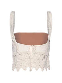 Micaela Casablanca Embroidered Crop Top