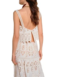 Micaela Casablanca Embroidered Crop Top