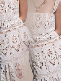 Micaela Casablanca Embroidered Crop Top