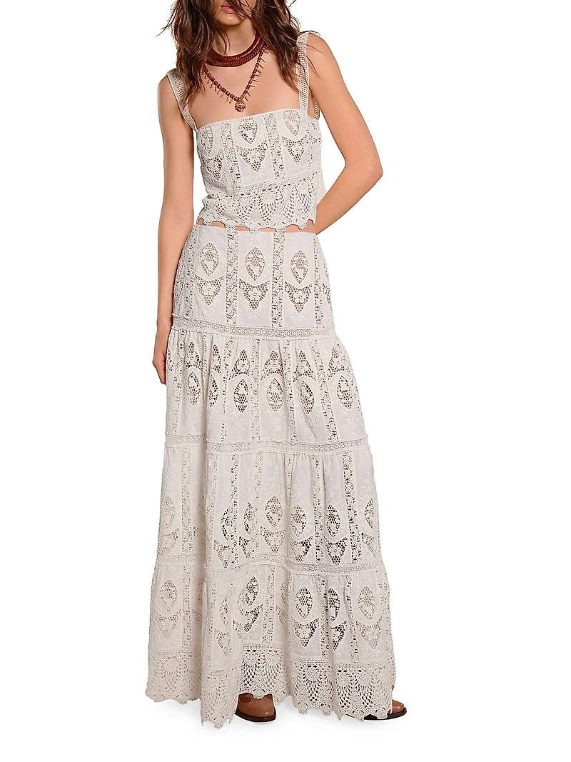 Micaela Casablanca Embroidered Crop Top