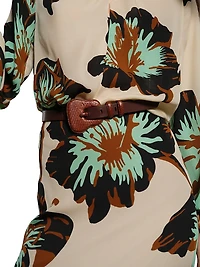 Micaela Drum Beats Floral Silk Surplice Top