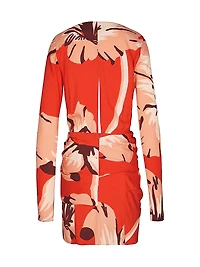 Micaela Gangaway Floral Jersey Minidress