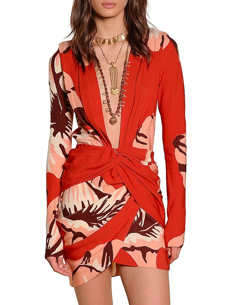 Micaela Gangaway Floral Jersey Minidress