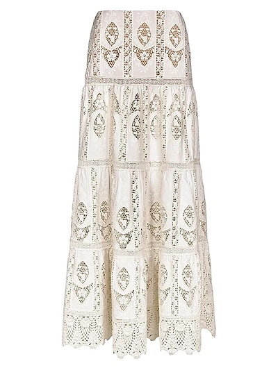 Micaela Highlighted Fields Embroidered Tiered Maxi Skirt