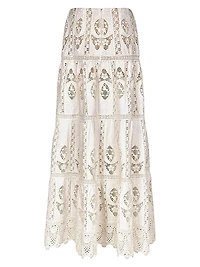 Micaela Highlighted Fields Embroidered Tiered Maxi Skirt