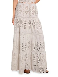 Micaela Highlighted Fields Embroidered Tiered Maxi Skirt