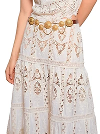 Micaela Highlighted Fields Embroidered Tiered Maxi Skirt