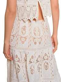 Micaela Highlighted Fields Embroidered Tiered Maxi Skirt