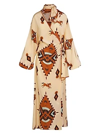Micaela Ollantay Geometric Silk Wrap Dress