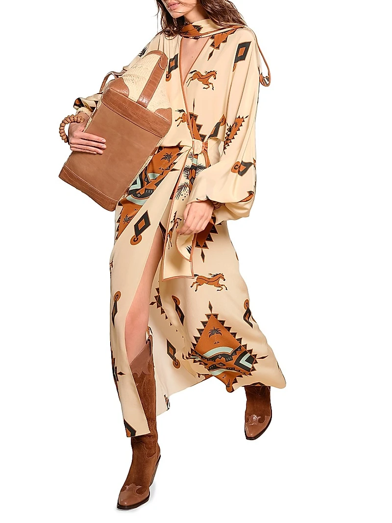 Micaela Ollantay Geometric Silk Wrap Dress