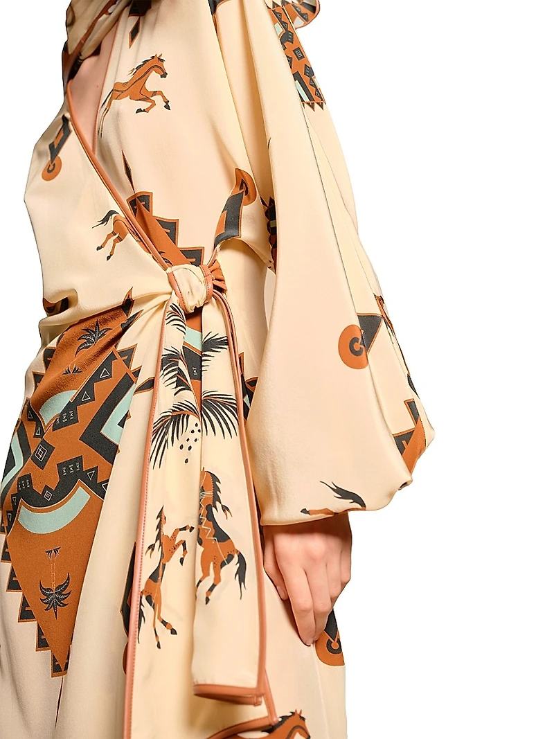 Micaela Ollantay Geometric Silk Wrap Dress