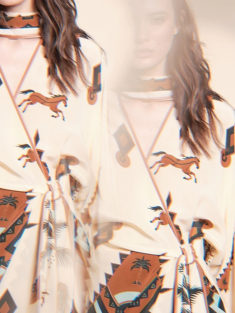 Micaela Ollantay Geometric Silk Wrap Dress