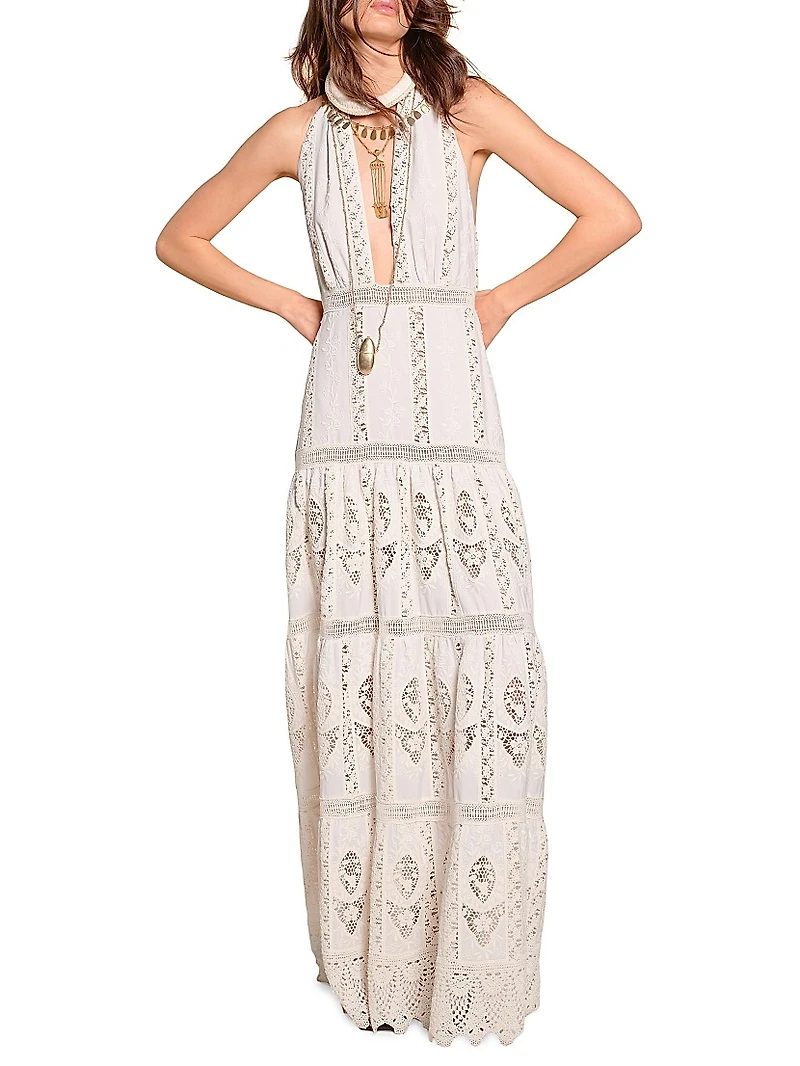 Micaela Luz Tropical Embroidered Maxi Dress