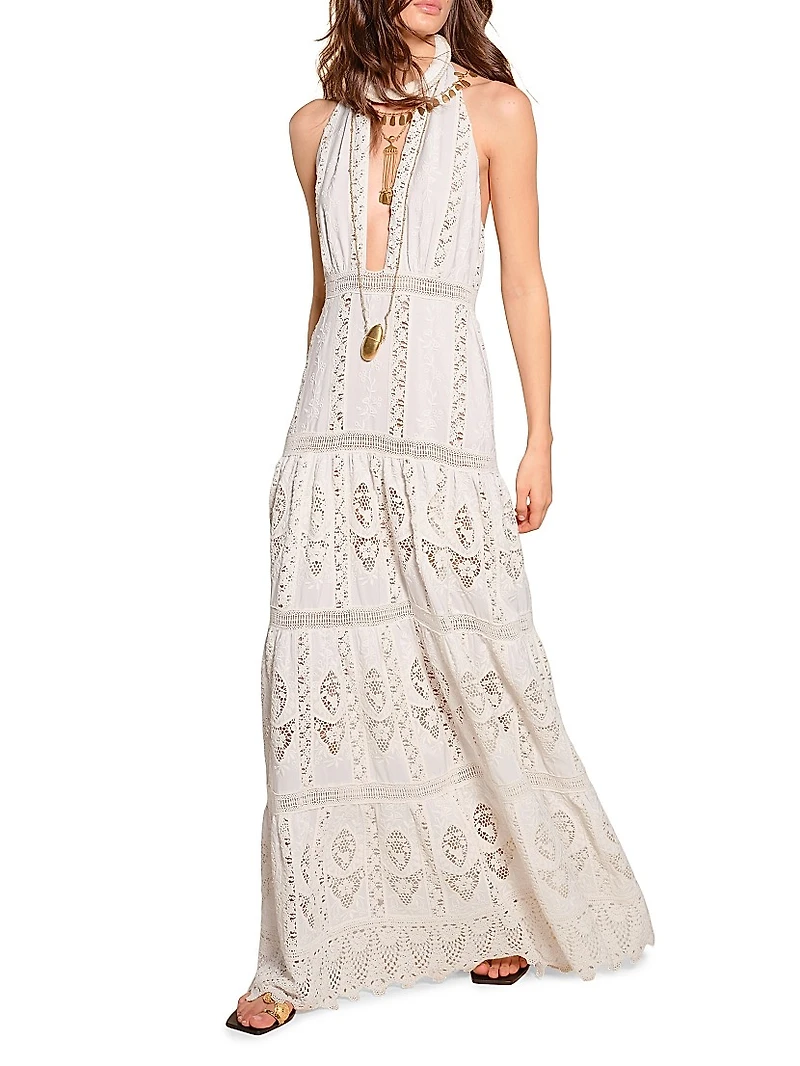 Micaela Luz Tropical Embroidered Maxi Dress