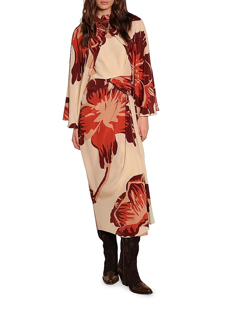 Micaela Odyssey Floral Silk Maxi Dress