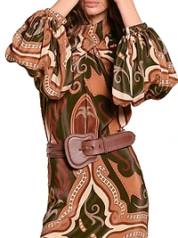 Micaela Intricate Islands Abstract Silk Blouse