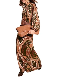 Micaela Intricate Islands Abstract Silk Blouse