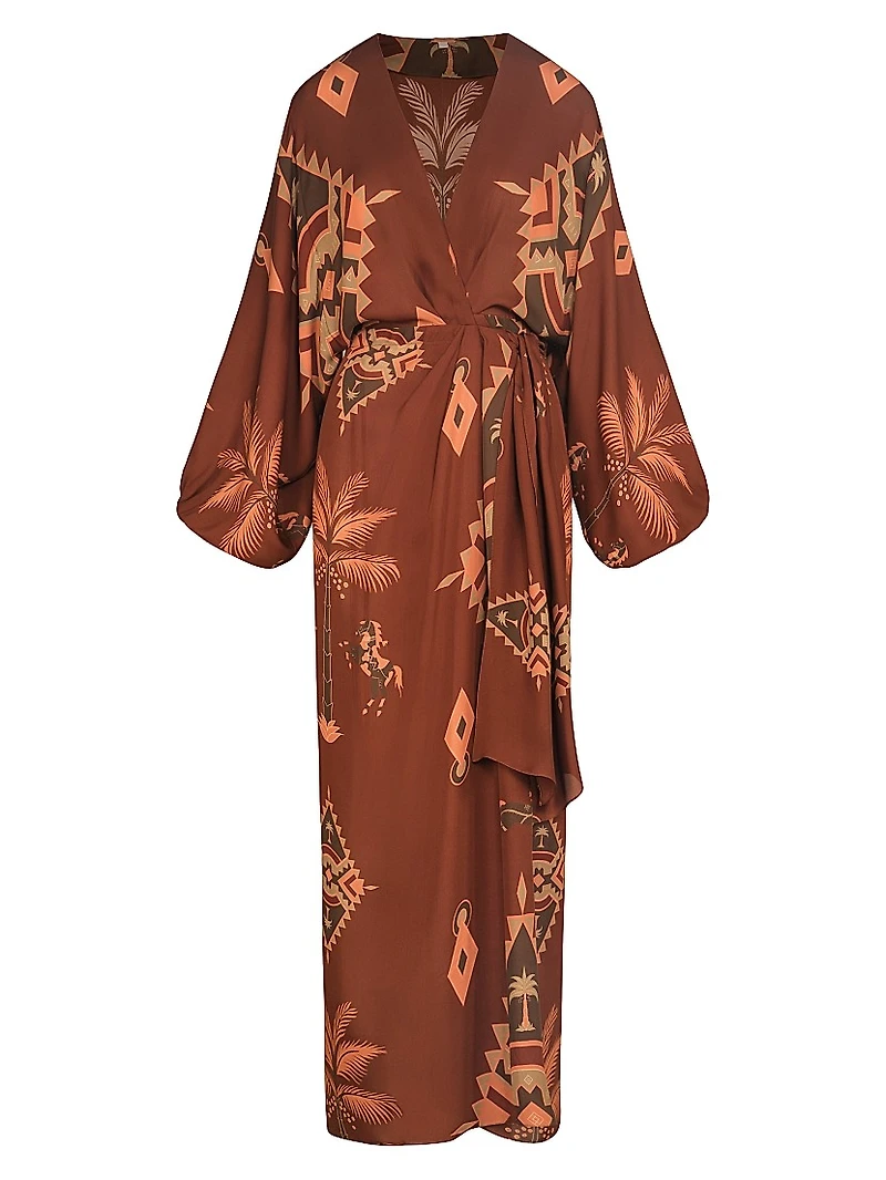 Micaela Sin Fin Printed Silk Maxi Wrap Dress
