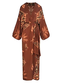 Micaela Sin Fin Printed Silk Maxi Wrap Dress