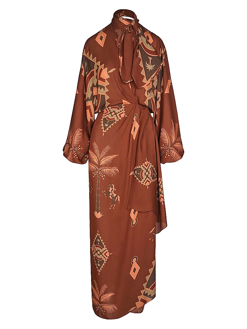 Micaela Sin Fin Printed Silk Maxi Wrap Dress