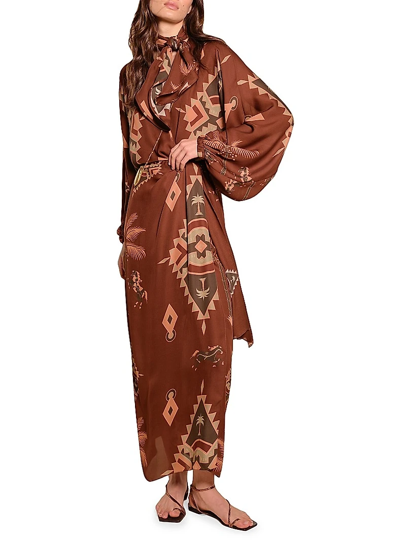 Micaela Sin Fin Printed Silk Maxi Wrap Dress