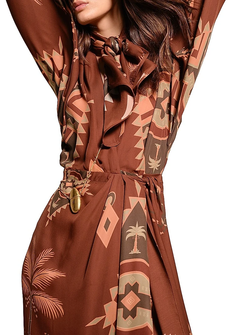 Micaela Sin Fin Printed Silk Maxi Wrap Dress