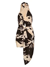 Micaela Oriental Dreams Floral Silk Halterneck Minidress