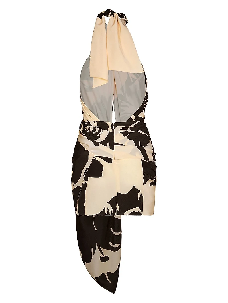 Micaela Oriental Dreams Floral Silk Halterneck Minidress