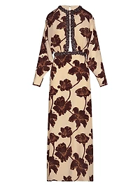 Micaela Adoración Continua Embellished Floral Silk Maxi Dress