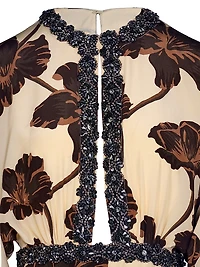 Micaela Adoración Continua Embellished Floral Silk Maxi Dress