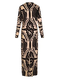Micaela Libertad Geometric Silk Maxi Dress