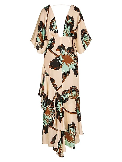 Micaela Tesoro Escondido Floral Silk Maxi Dress