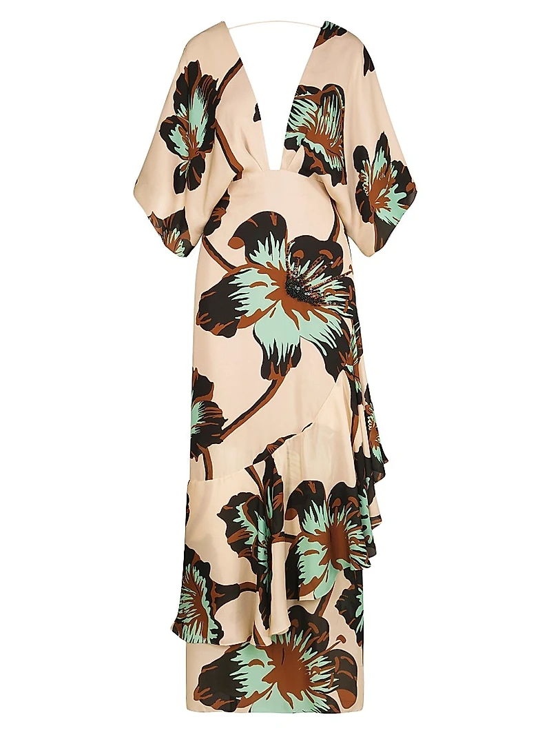 Micaela Tesoro Escondido Floral Silk Maxi Dress