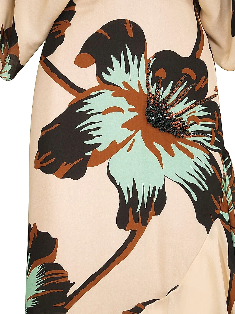 Micaela Tesoro Escondido Floral Silk Maxi Dress