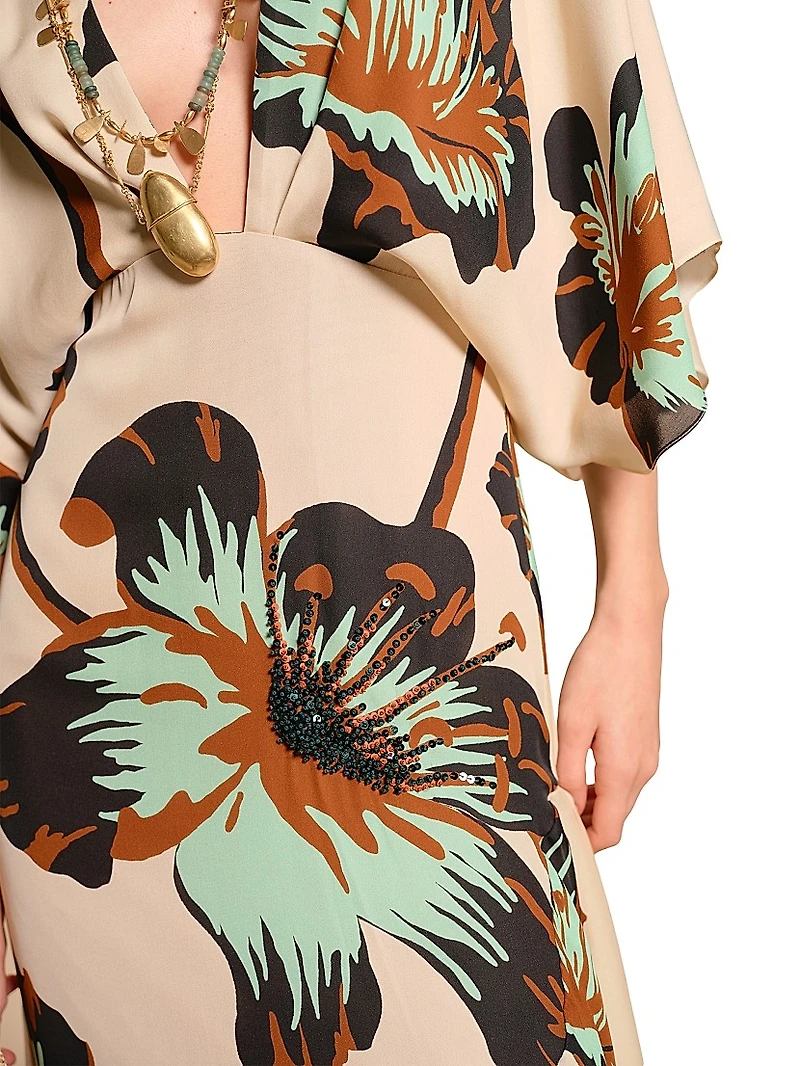 Micaela Tesoro Escondido Floral Silk Maxi Dress