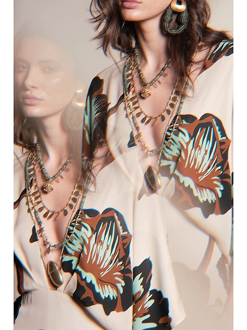 Micaela Tesoro Escondido Floral Silk Maxi Dress