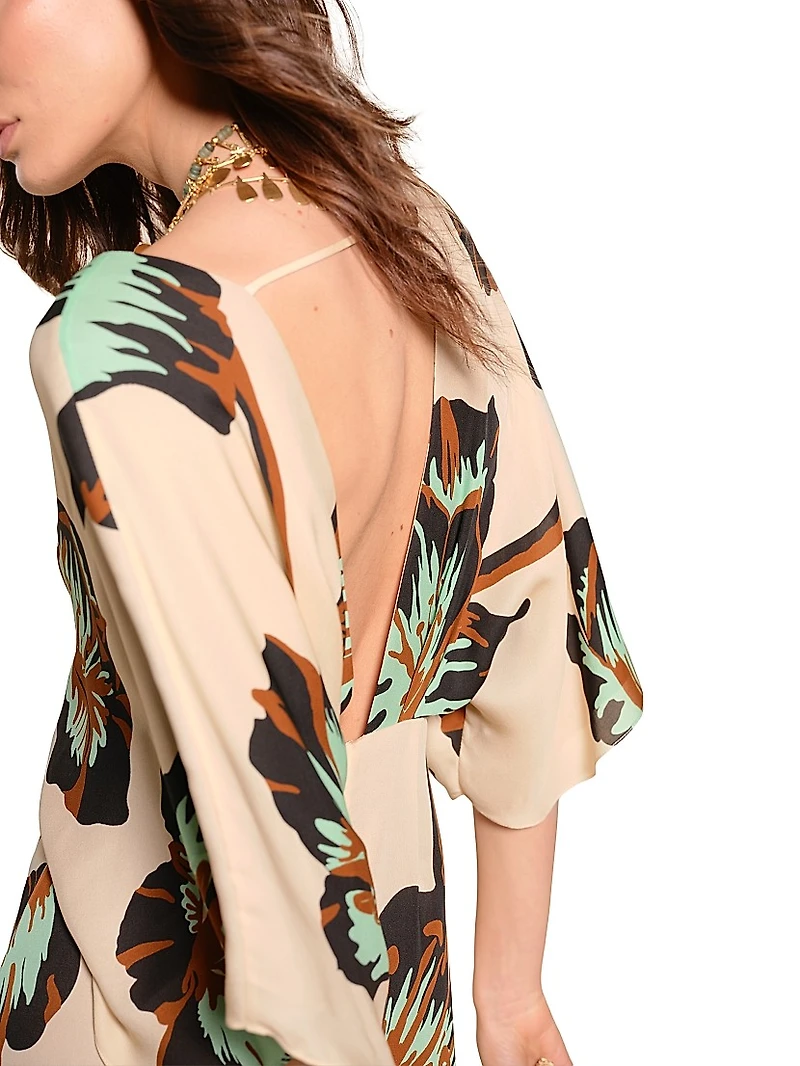 Micaela Tesoro Escondido Floral Silk Maxi Dress