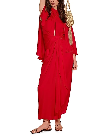 Micaela Cape Town Silk Capelet Maxi Dress