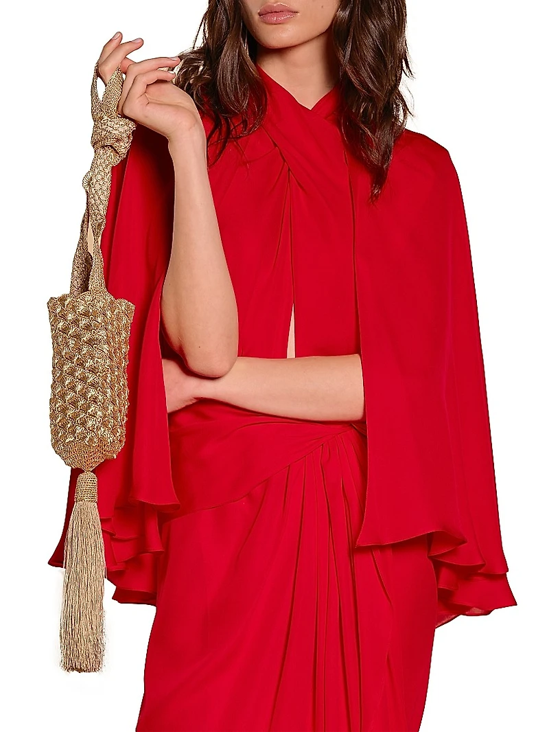 Micaela Cape Town Silk Capelet Maxi Dress