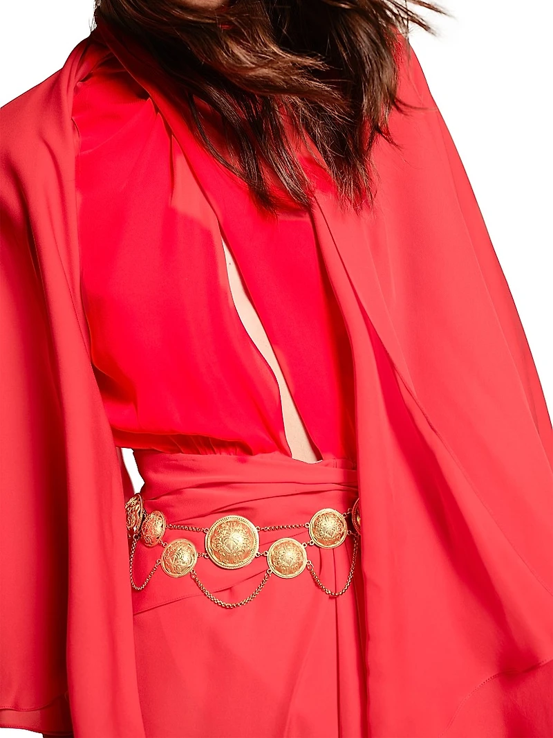 Micaela Cape Town Silk Capelet Maxi Dress